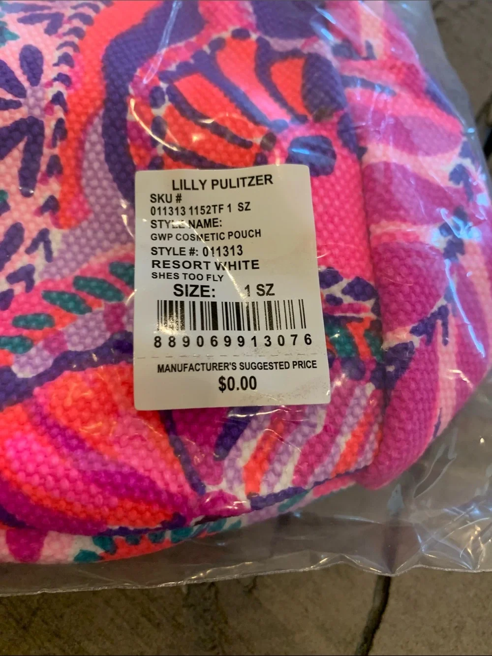 Lilly Pulitzer Hot Pink & Purple Tropical Cosmetic Pouch